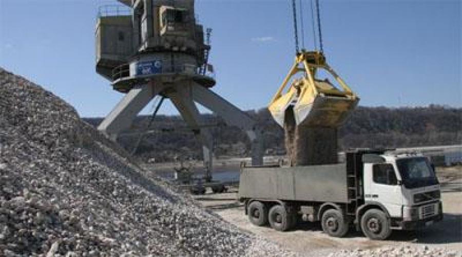 Crushed stone: classification, density, fraction, specific weight. Specified rubble