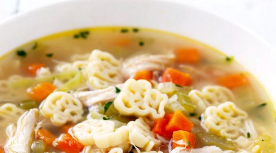 Sup ayam yang lezat.  Sup ayam.  Sup soba dengan kaldu ayam