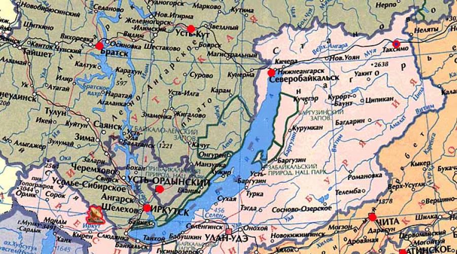 Карта бурятии. Бурятия на карте россии Карта Бурятии с городами и селами